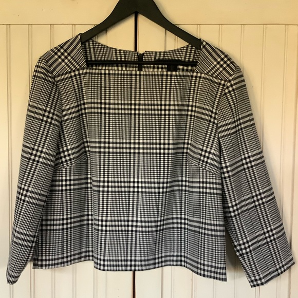 Tops - Belle Vere Plaid Square Neck Long Sleeve Top Sz L EUC